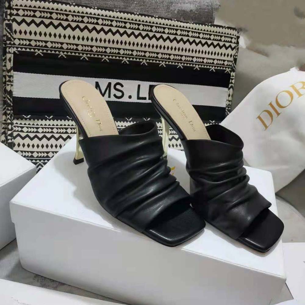 Back angle showing heel and silhouette of Dior Women D-Fame Sandal