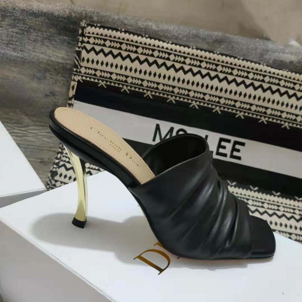Dior Women D-Fame Heeled Sandal Black Pleated Lambskin - image 6