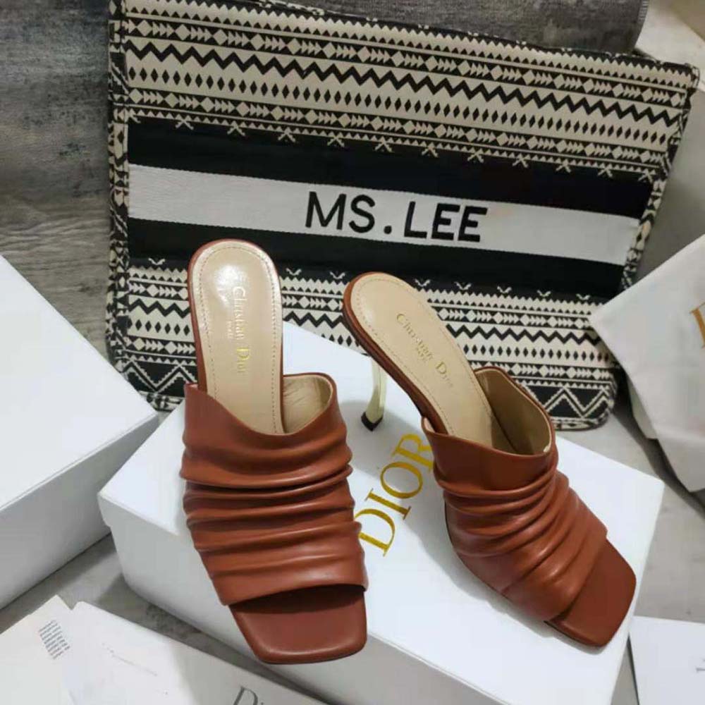 Side profile showing heel height and silhouette of Dior Women D-Fame Heeled Sandal