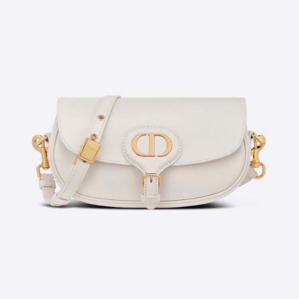 Front view of Dior Women Dior Bobby East-West Bag Amber Box Calfskin in white