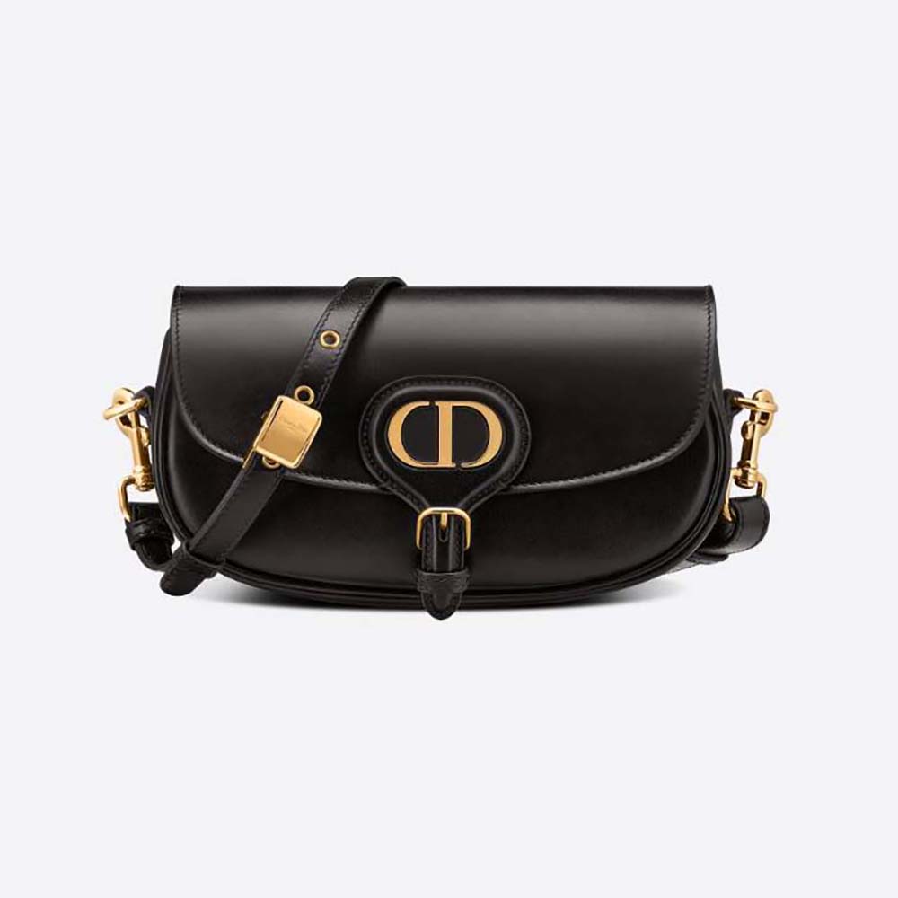 Front view of Dior Women Dior Bobby East-West Bag Black Box Calfskin