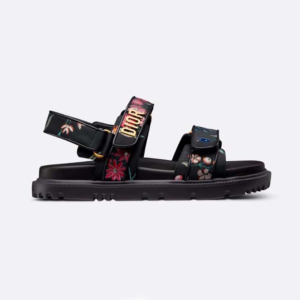 Dior Women Dioract Sandal Black Multicolor side profile view