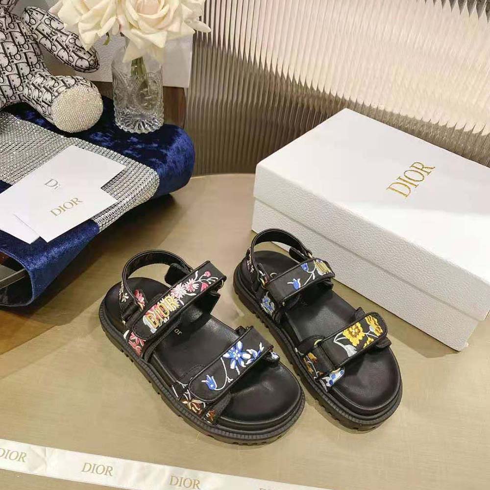 Overhead view of Dior Women Dioract Sandal displaying adjustable strap