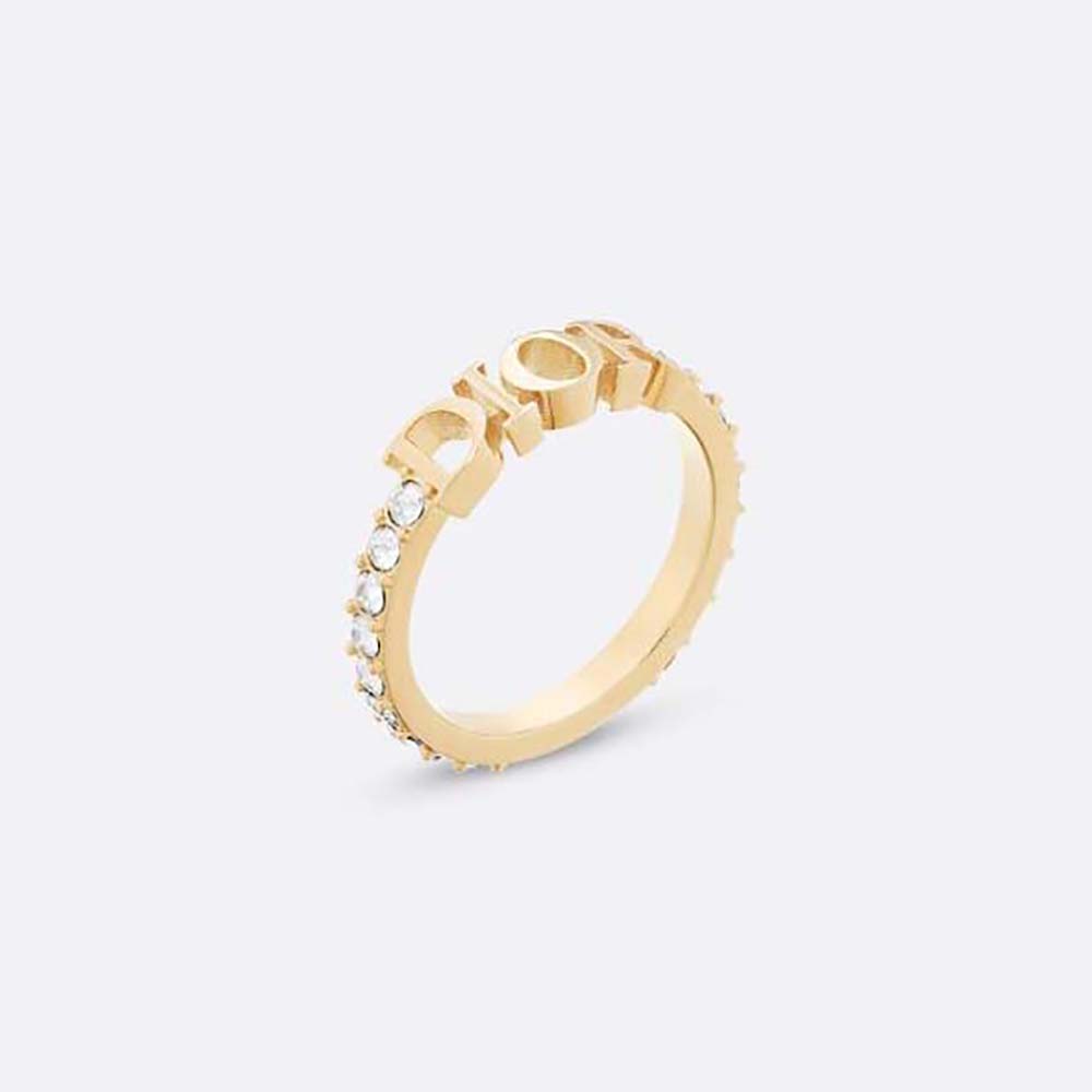 Close-up of Dior Women Dio(r)evolution Ring gold-finish metal and crystals
