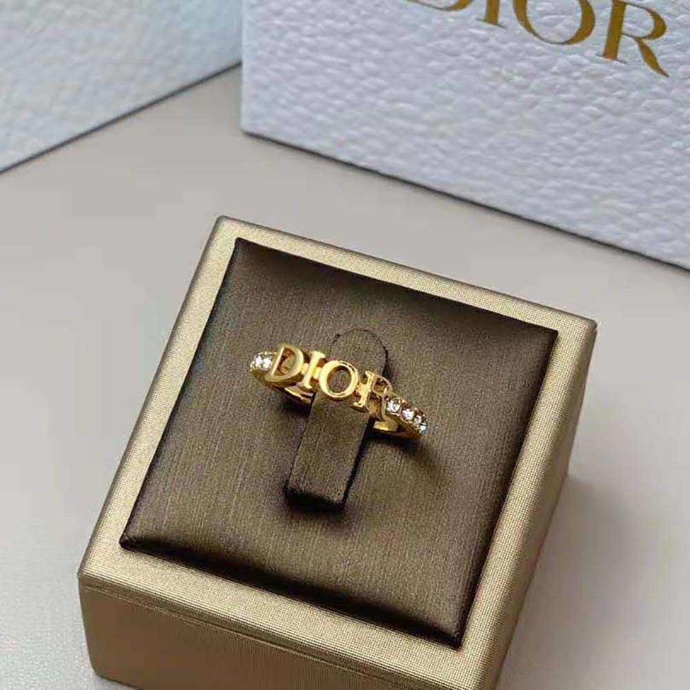 Side angle showing width and crystal detail of Dior Women Dio(r)evolution Ring
