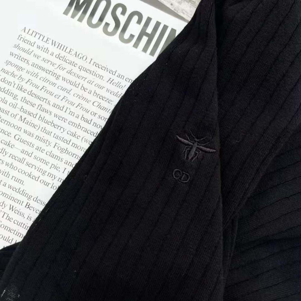 Dior Women Frilled Top Black Linen Knit - image 9