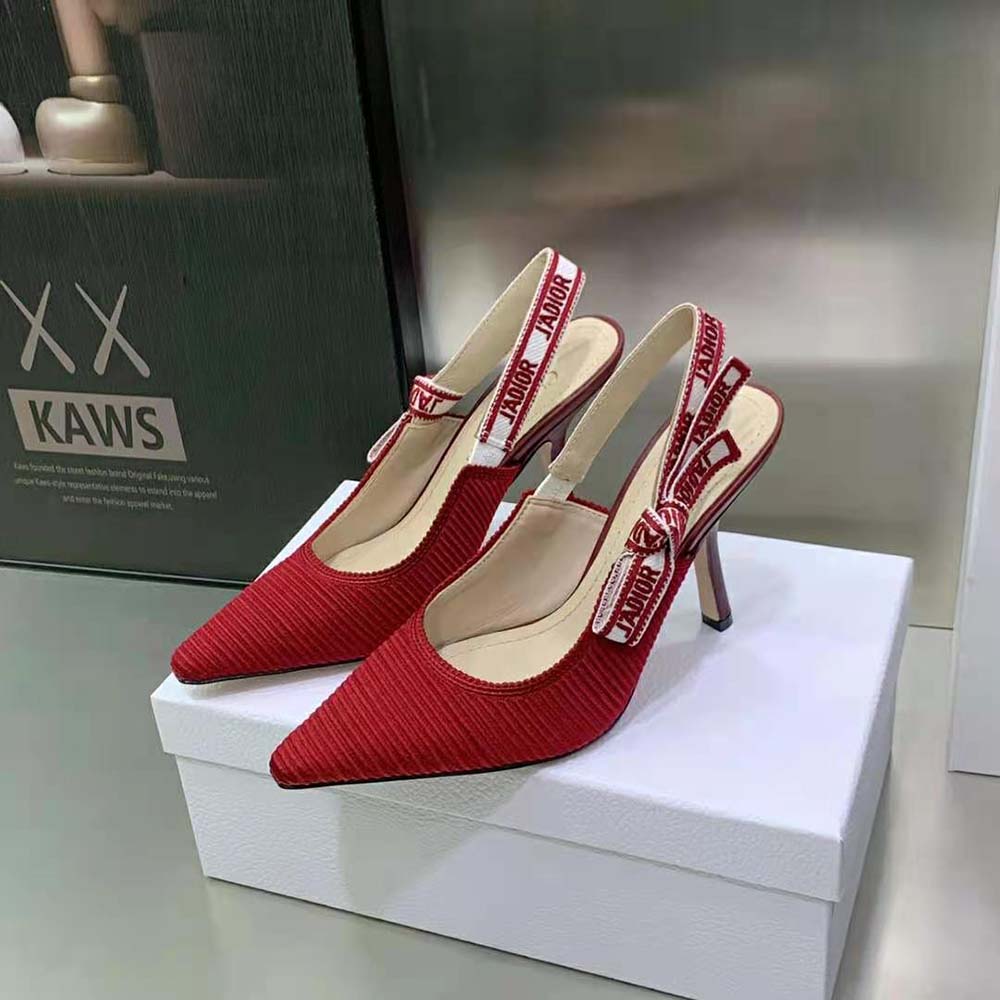Rear angle showing adjustable strap of Dior Women J’Adior Slingback Pump