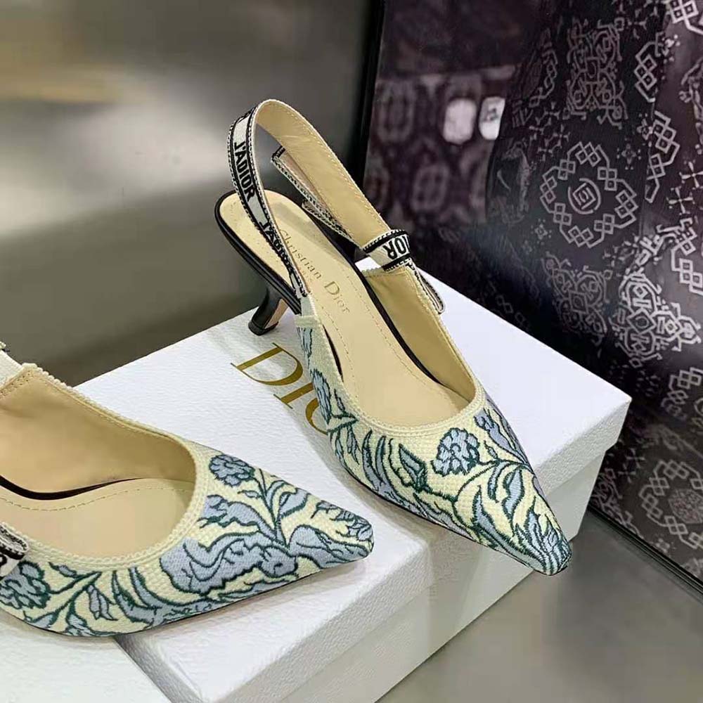 Dior Women J’Adior Slingback Pump Duck Blue Dior Brocart Embroidered Cotton - image 6