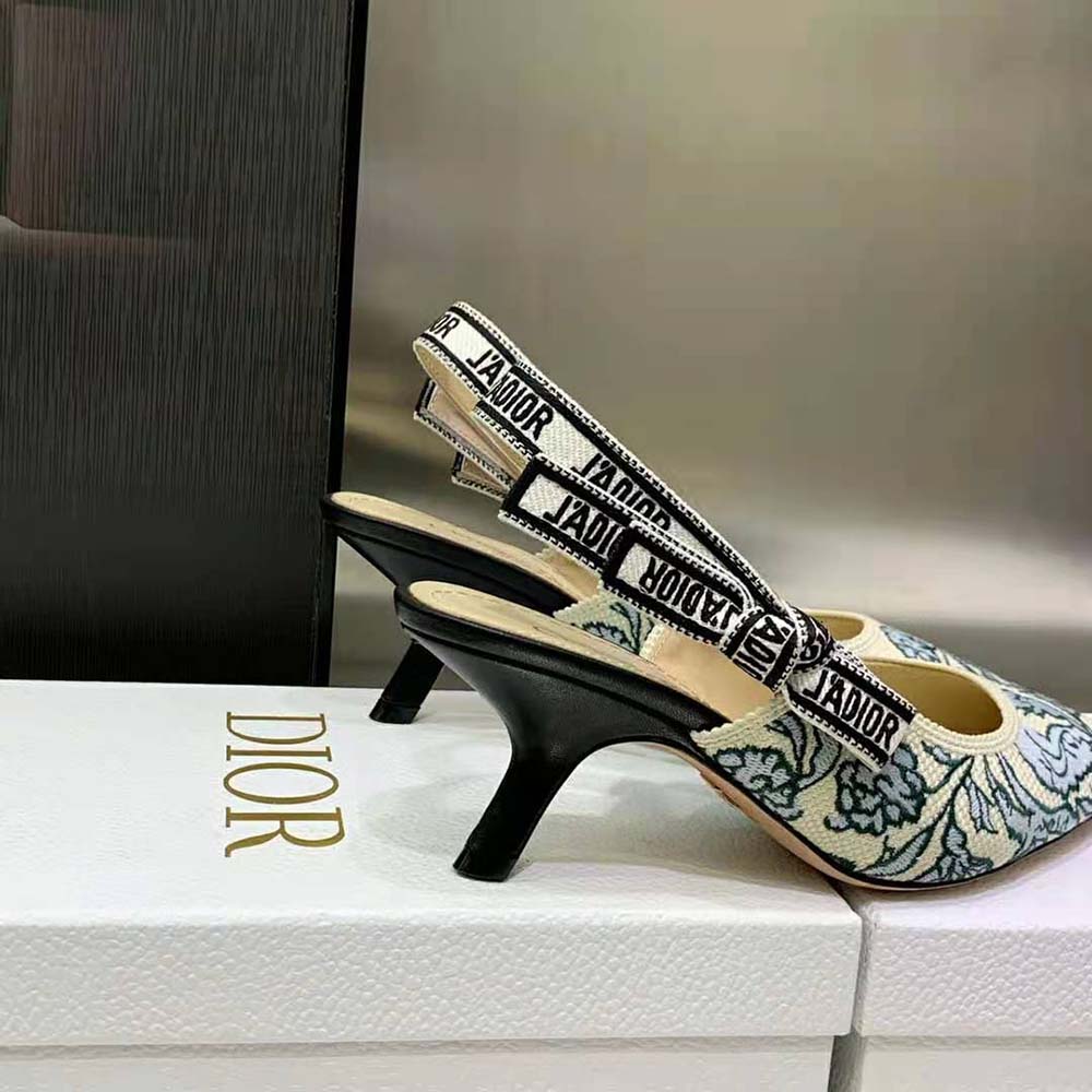 Dior Women J’Adior Slingback Pump Duck Blue Dior Brocart Embroidered Cotton - image 8