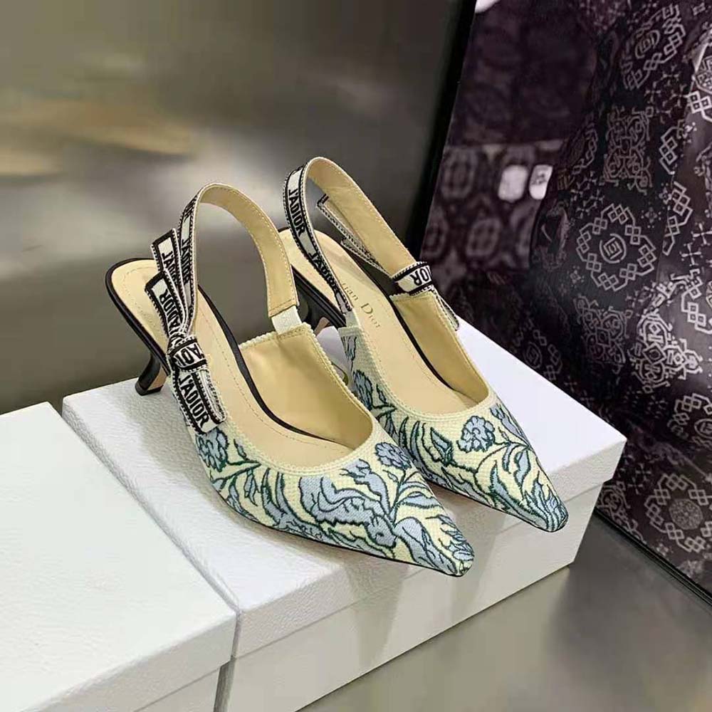 Rear angle showing slingback strap and heel of Dior Women J’Adior Slingback Pump