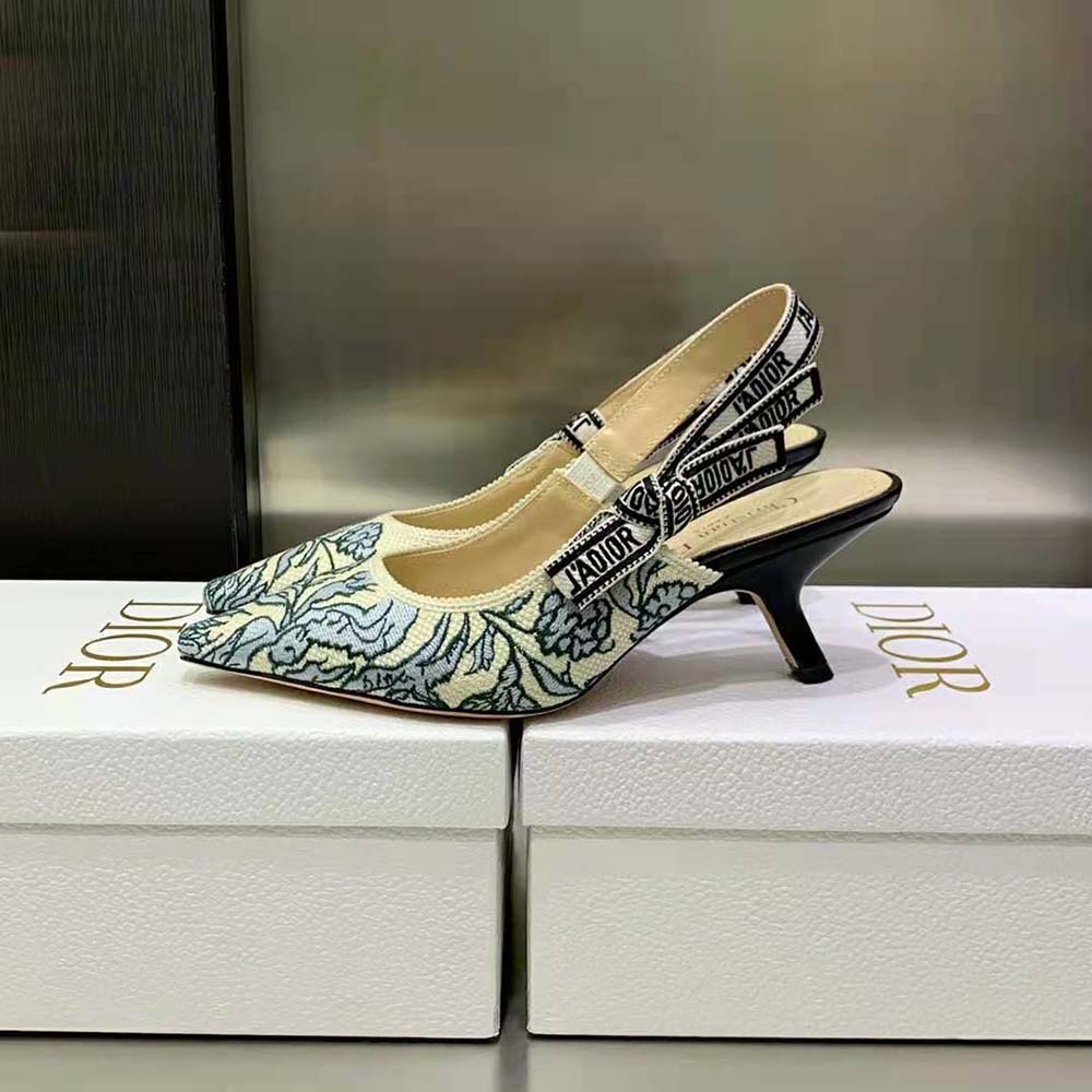 Dior Women J’Adior Slingback Pump Duck Blue Dior Brocart Embroidered Cotton - image 5