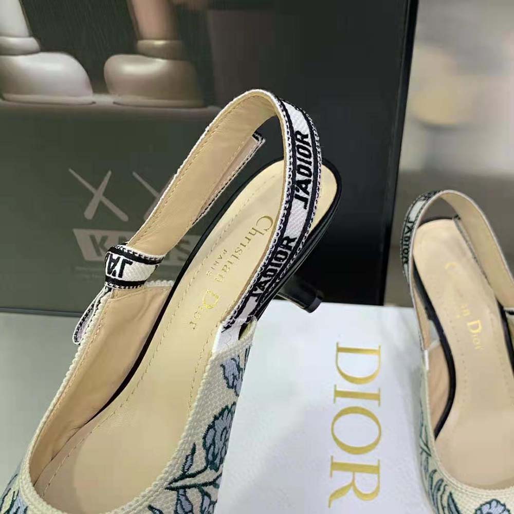 Dior Women J’Adior Slingback Pump Duck Blue Dior Brocart Embroidered Cotton - image 7