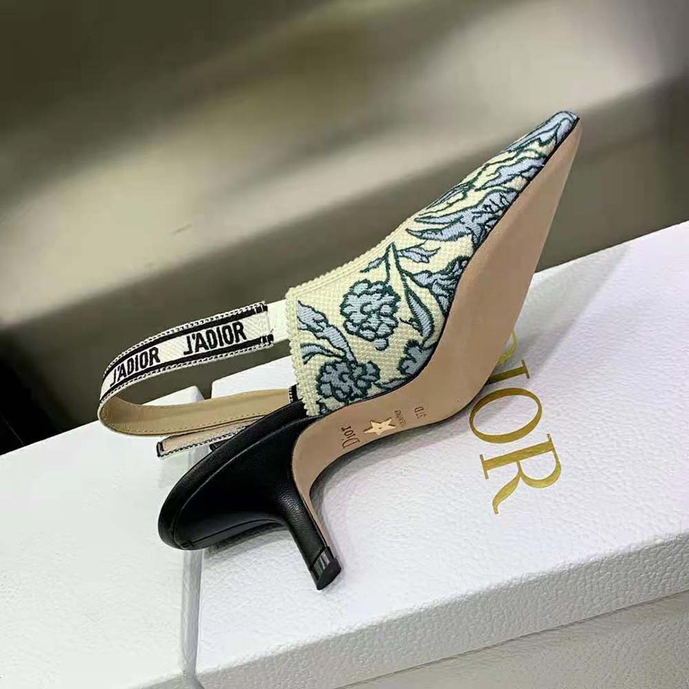 Dior Women J’Adior Slingback Pump Duck Blue Dior Brocart Embroidered Cotton - image 9