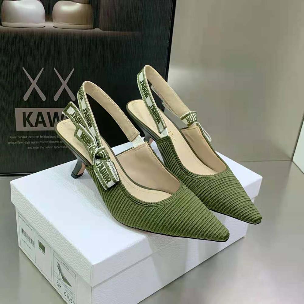Rear angle showing adjustable slingback strap on Dior Women J’Adior Pump