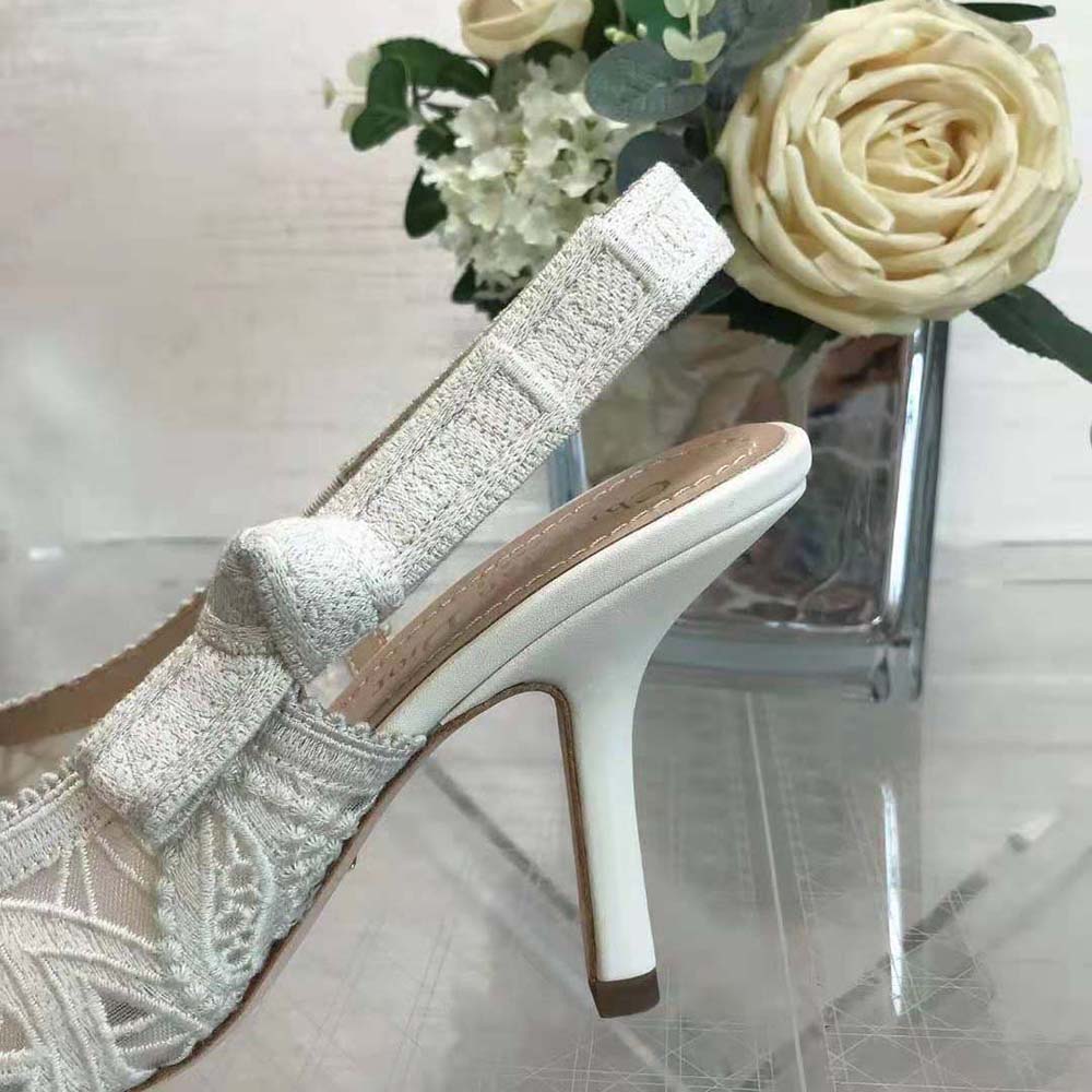 Dior Women J’Adior Slingback Pump White Macramé Embroidered Cotton - image 10