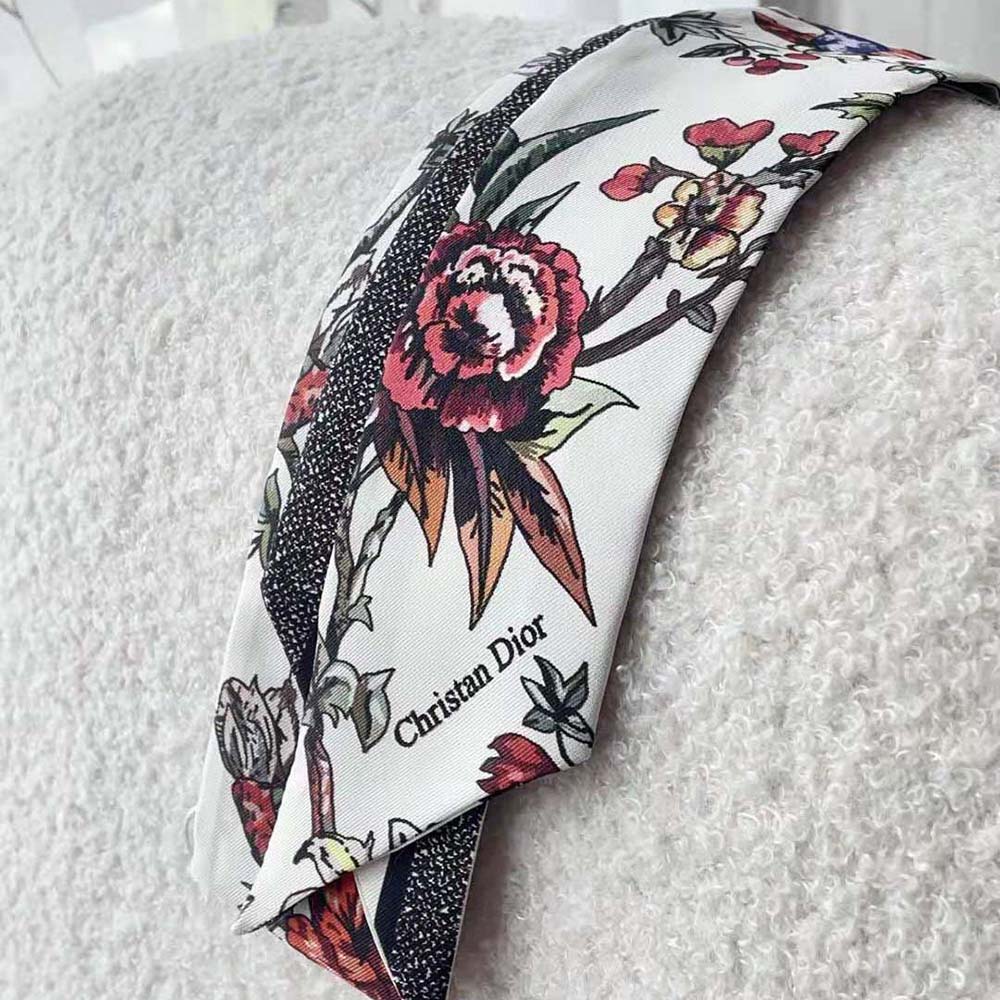 Dior Women Jardin Botanique Mitzah Scarf White Multicolor Silk Twill - image 4