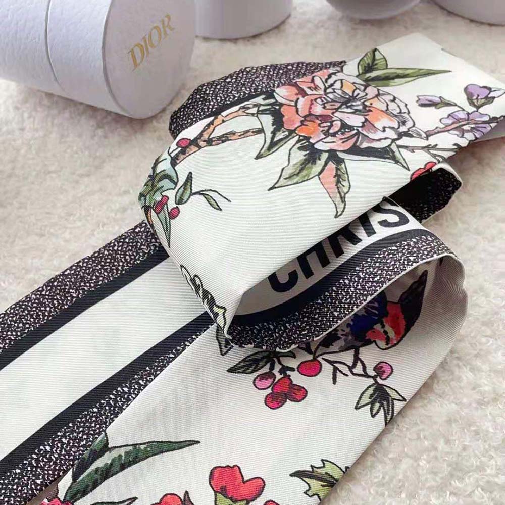 Dior Women Jardin Botanique Mitzah Scarf White Multicolor Silk Twill - image 5