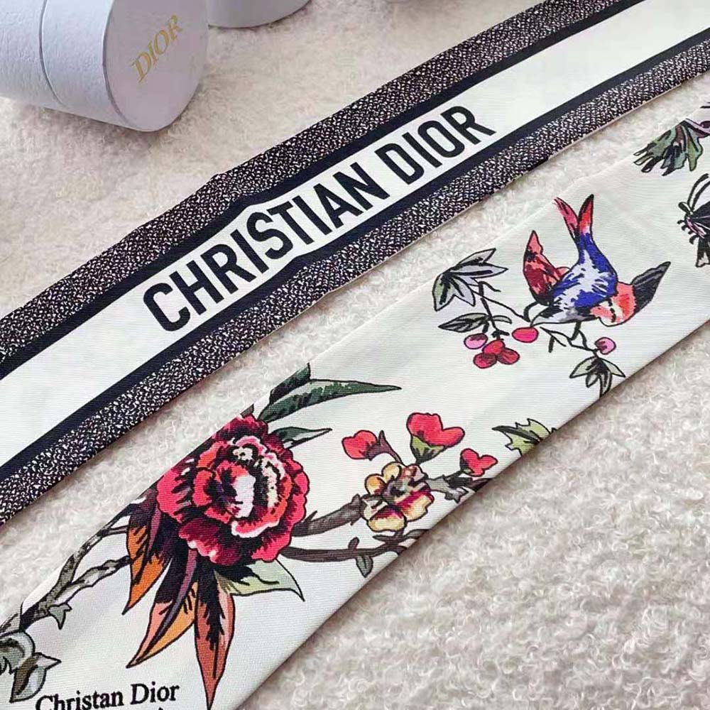 Dior Women Jardin Botanique Mitzah Scarf White Multicolor Silk Twill - image 6