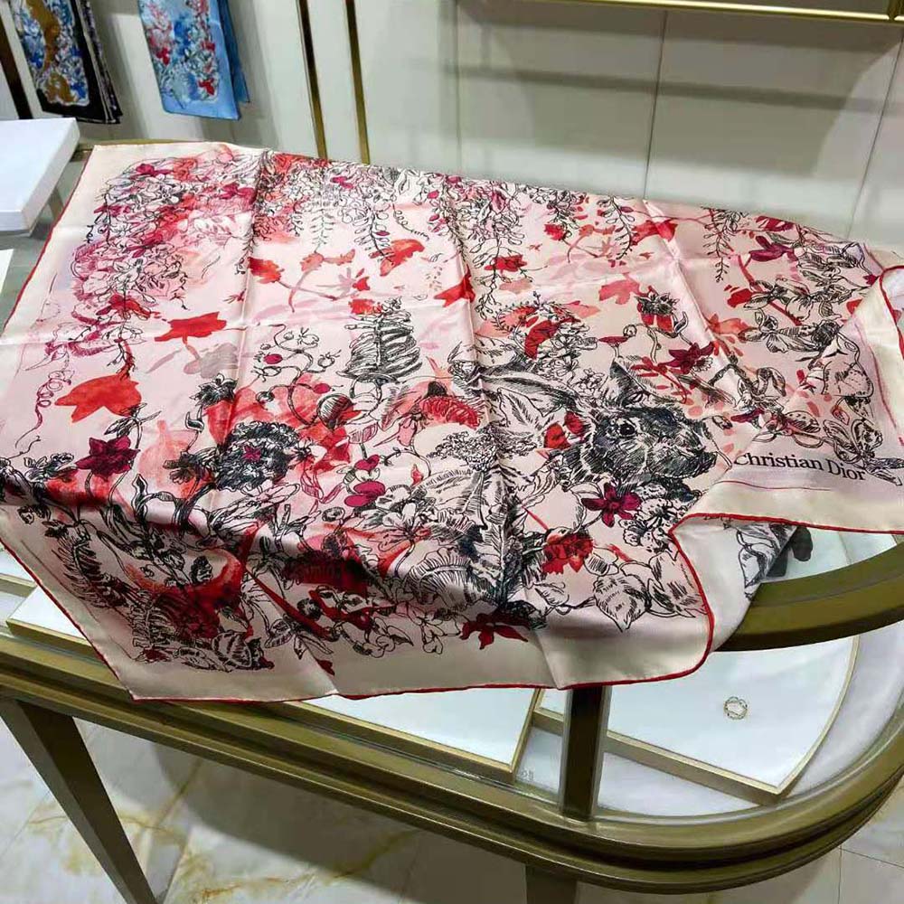 Dior Women Jardin Magique 70 Square Scarf Rose Des Vents Silk Twill - image 4
