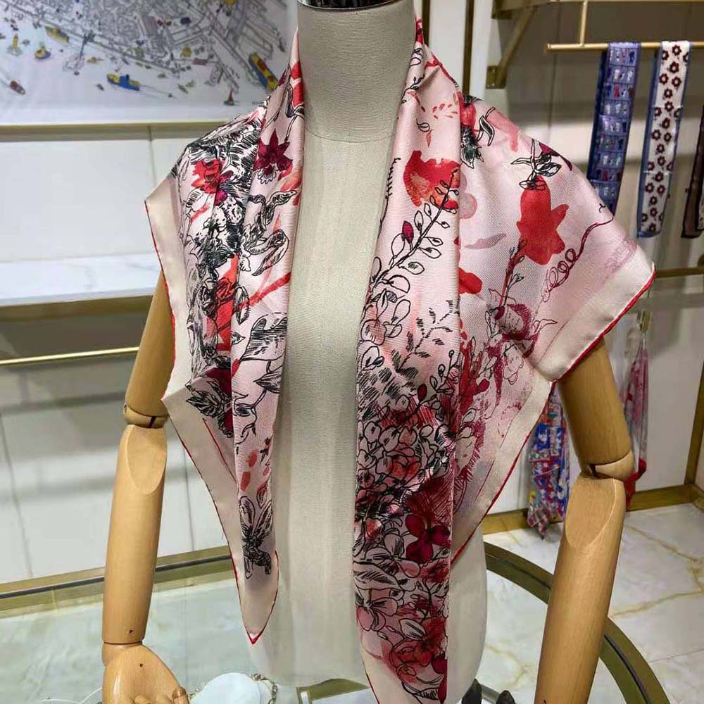 Dior Women Jardin Magique 70 Square Scarf Rose Des Vents Silk Twill - image 7