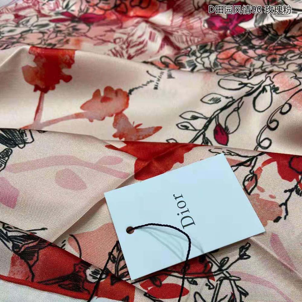 Dior Women Jardin Magique 70 Square Scarf Rose Des Vents Silk Twill - image 8
