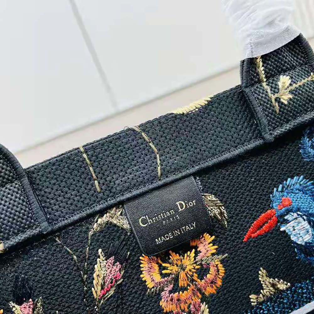 Dior Women Large Dior Book Tote Black Multicolor Dior Birds Embroidery - image 9