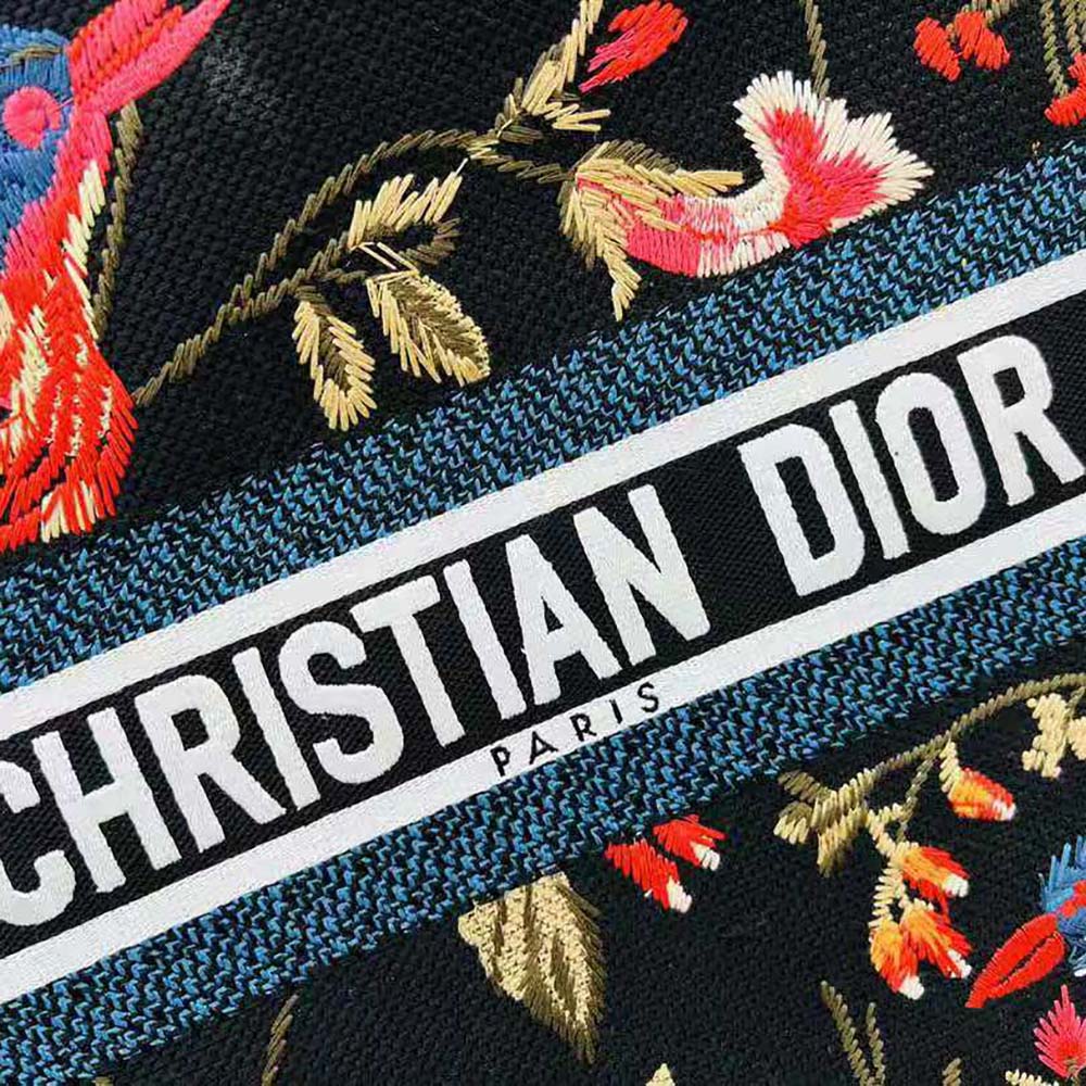 Dior Women Large Dior Book Tote Black Multicolor Dior Birds Embroidery - image 10