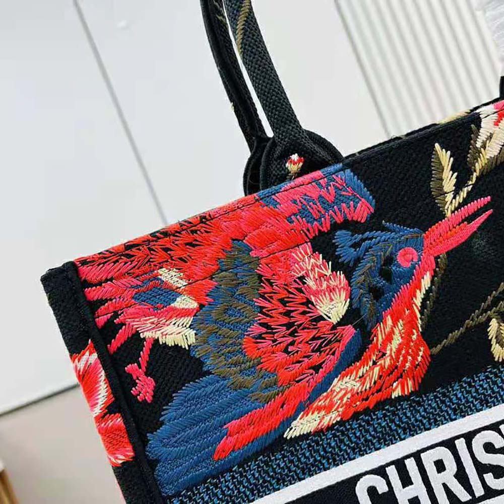 Dior Women Large Dior Book Tote Black Multicolor Dior Birds Embroidery - image 7