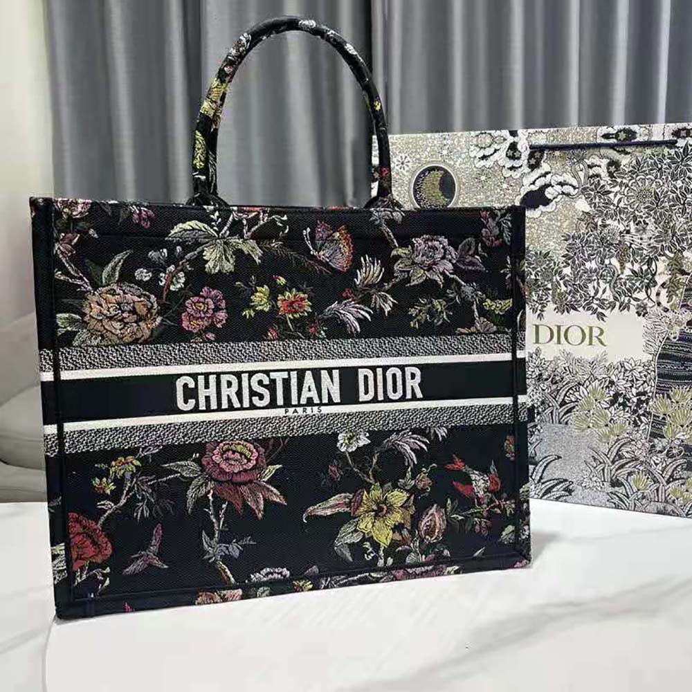 Dior Women Large Dior Book Tote Black Multicolor Dior Jardin Botanique Embroidery - image 4