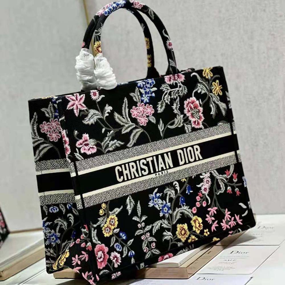 Dior Women Large Dior Book Tote Black Multicolor Dior Petites Fleurs Embroidery - image 4