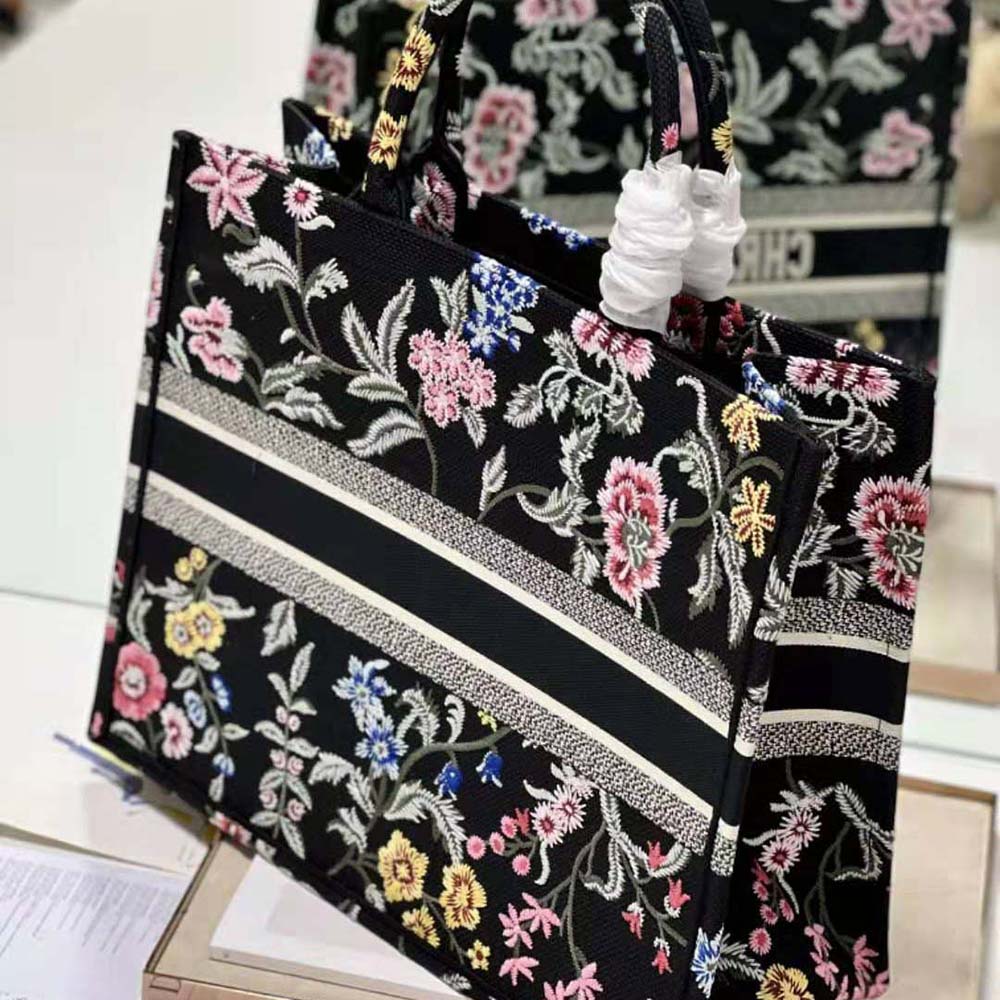 Dior Women Large Dior Book Tote Black Multicolor Dior Petites Fleurs Embroidery - image 7