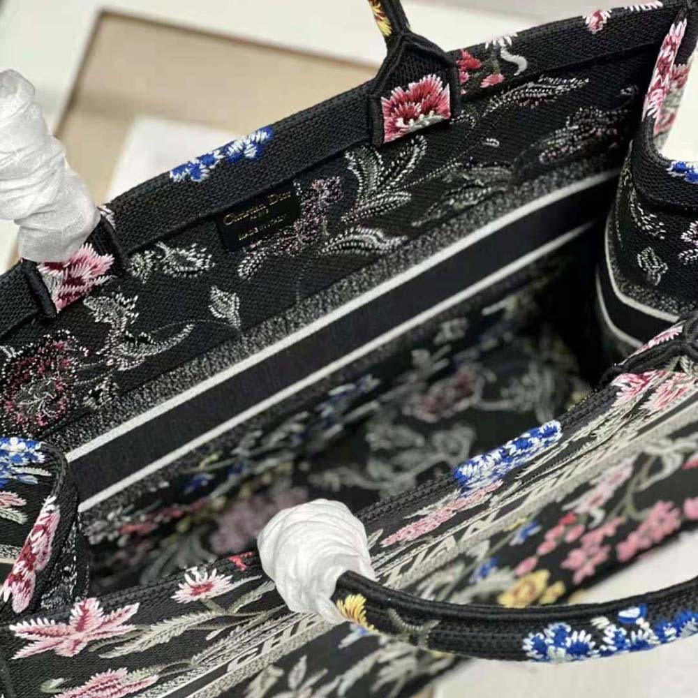 Dior Women Large Dior Book Tote Black Multicolor Dior Petites Fleurs Embroidery - image 9