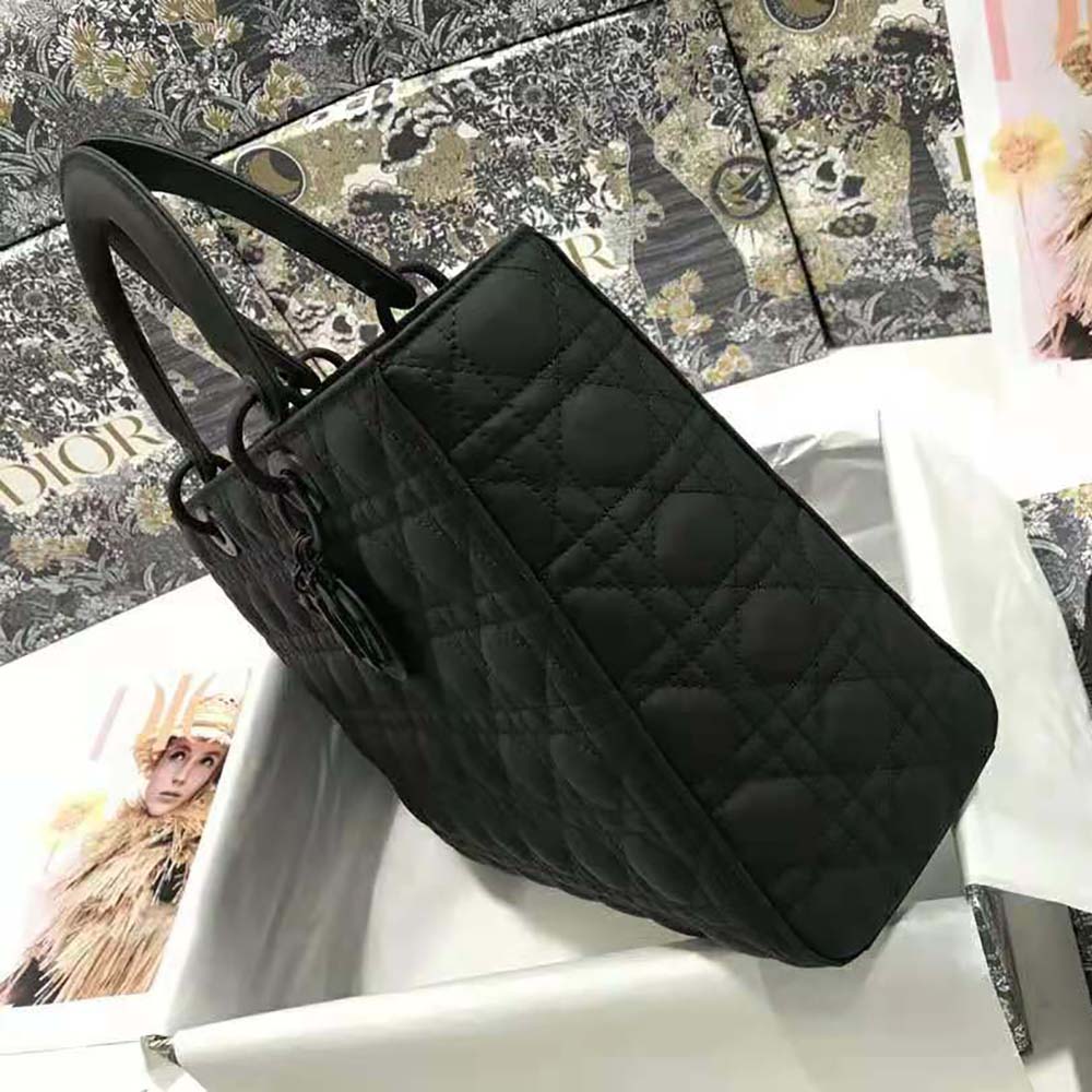 Dior Women Large Lady Dior Bag Black Ultramatte Cannage Calfskin - image 5