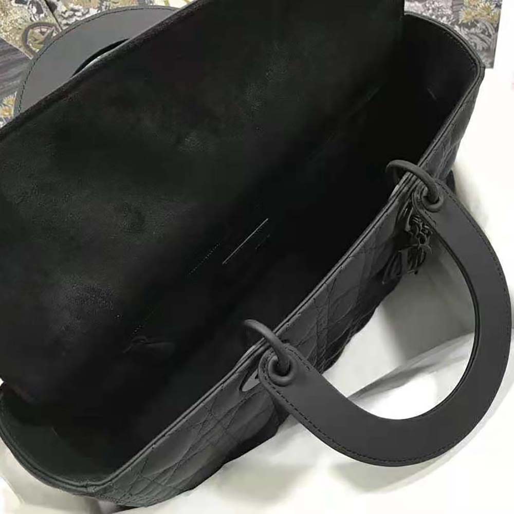Dior Women Large Lady Dior Bag Black Ultramatte Cannage Calfskin - image 9