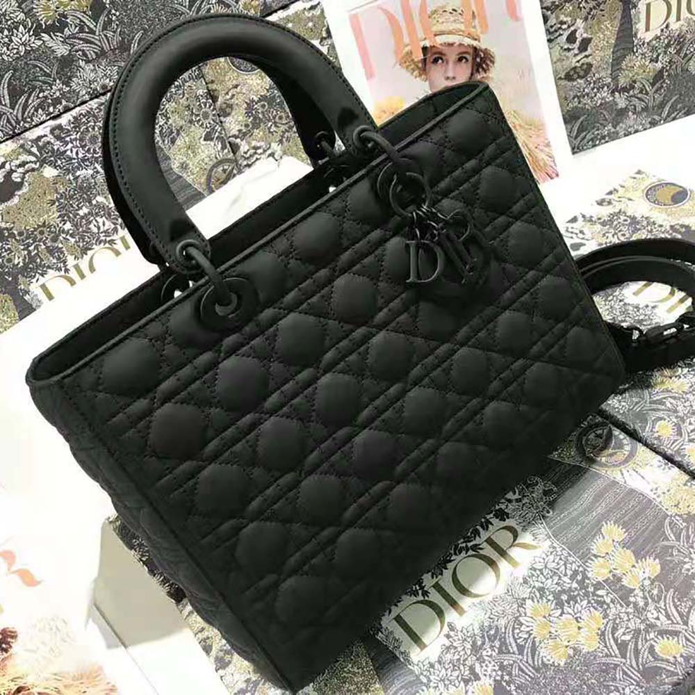 Dior Women Large Lady Dior Bag Black Ultramatte Cannage Calfskin - image 4