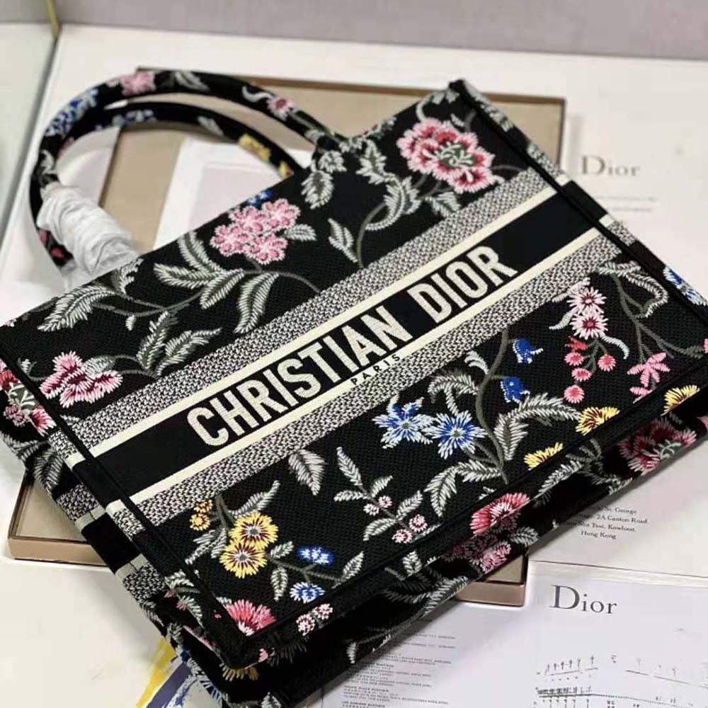 Dior Women Medium Dior Book Tote Black Multicolor Dior Petites Fleurs Embroidery - image 5