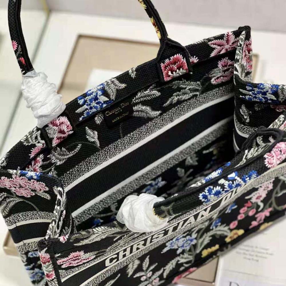 Dior Women Medium Dior Book Tote Black Multicolor Dior Petites Fleurs Embroidery - image 9