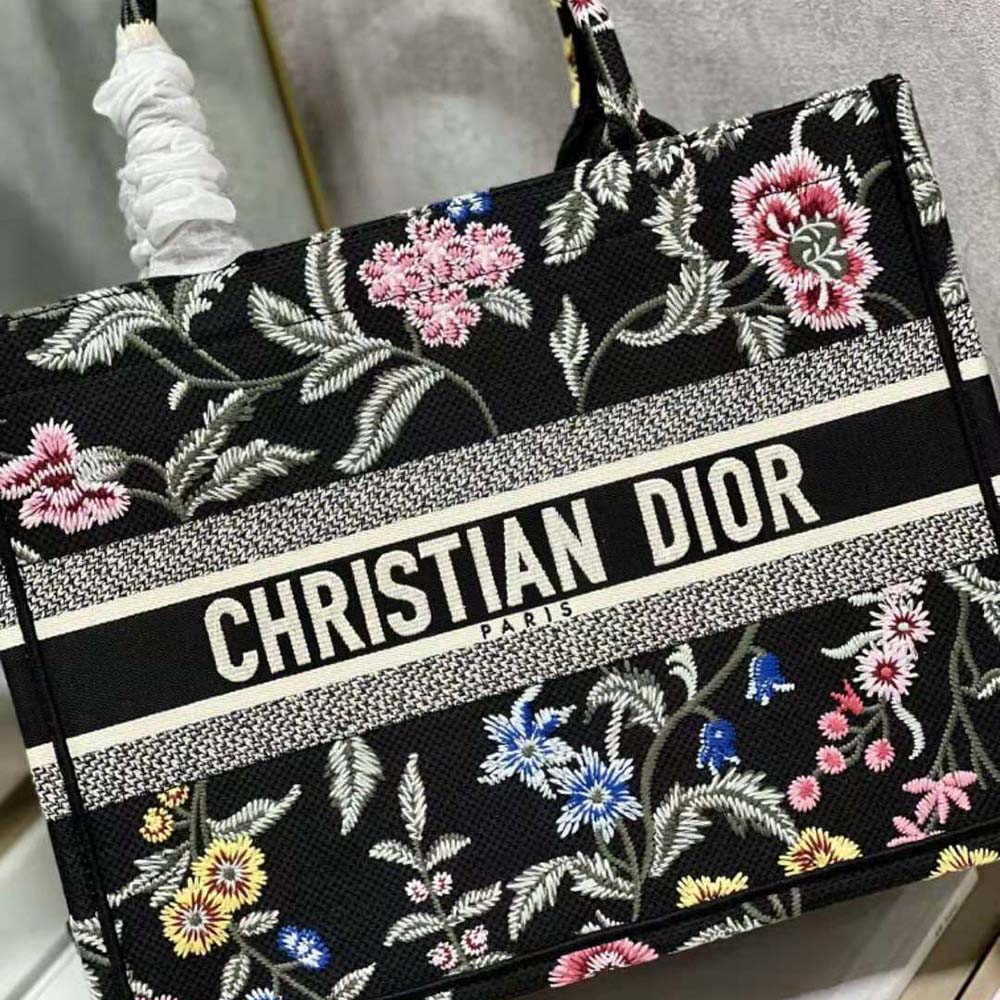 Dior Women Medium Dior Book Tote Black Multicolor Dior Petites Fleurs Embroidery - image 8