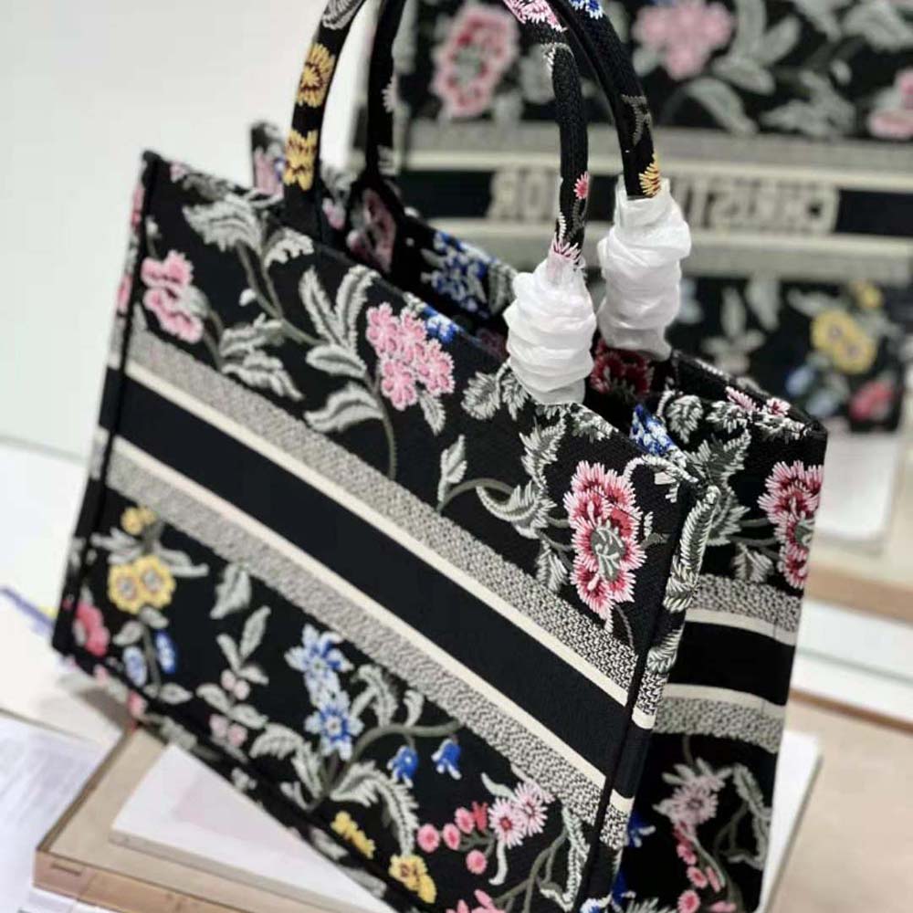 Dior Women Medium Dior Book Tote Black Multicolor Dior Petites Fleurs Embroidery - image 7
