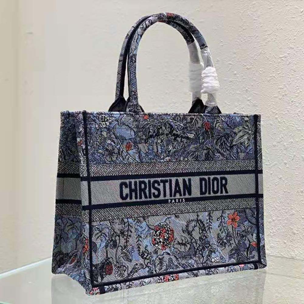 Dior Women Medium Dior Book Tote Denim Multicolor Dior Jardin Magique Embroidery - image 4