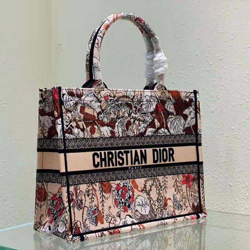 Dior Women Medium Dior Book Tote Powder Pink Dior Jardin Magique Embroidery - image 4