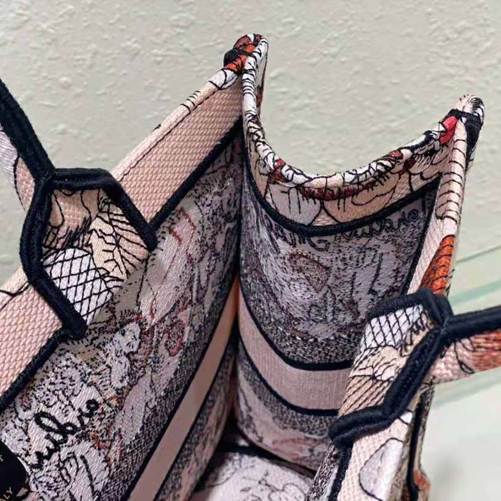 Dior Women Medium Dior Book Tote Powder Pink Dior Jardin Magique Embroidery - image 8