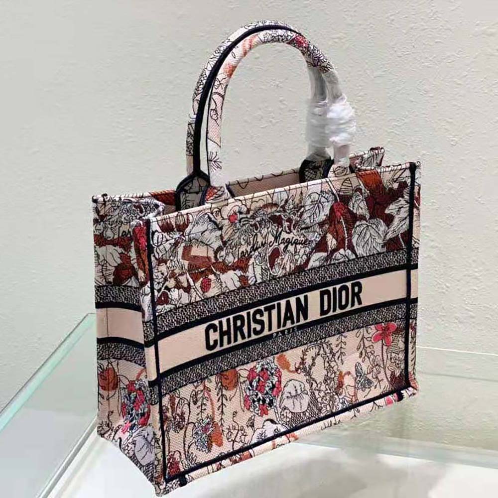 Dior Women Medium Dior Book Tote Powder Pink Dior Jardin Magique Embroidery - image 5