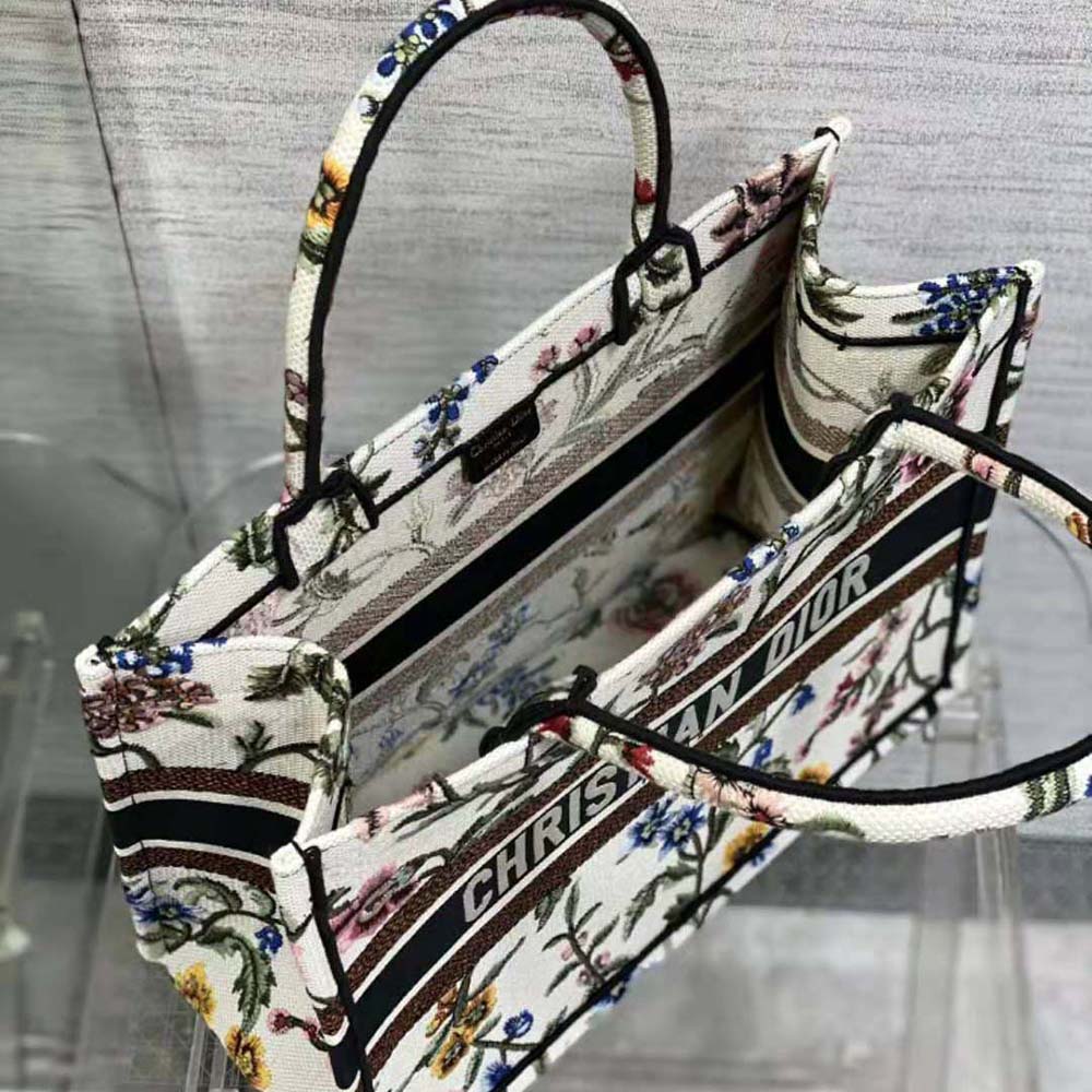 Dior Women Medium Dior Book Tote White Multicolor Dior Petites Fleurs Embroidery - image 6