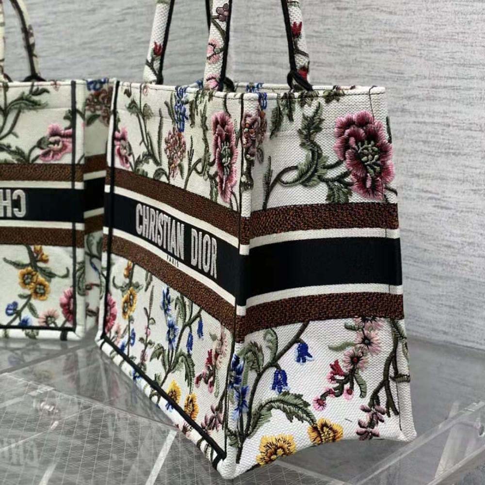 Dior Women Medium Dior Book Tote White Multicolor Dior Petites Fleurs Embroidery - image 4