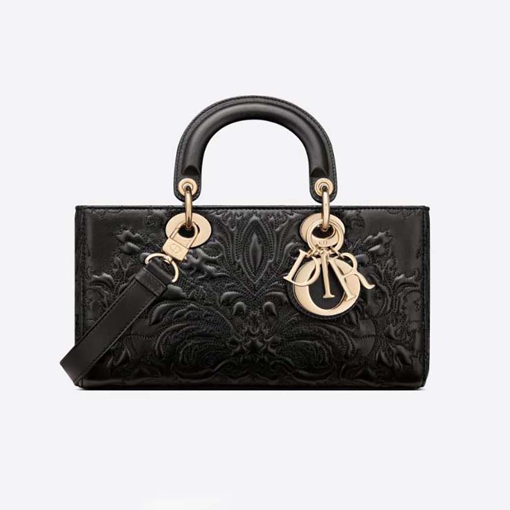 Front view of Dior Women Medium Lady D-joy Bag Black Quilted-Effect Lambskin