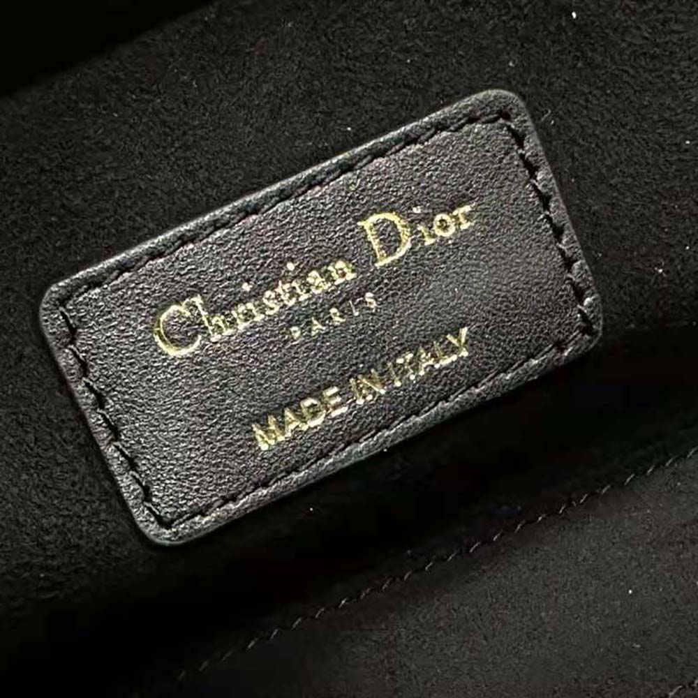 Dior Women Medium Lady D-joy Bag Black Quilted-Effect Lambskin with Ornamental Motif - image 10
