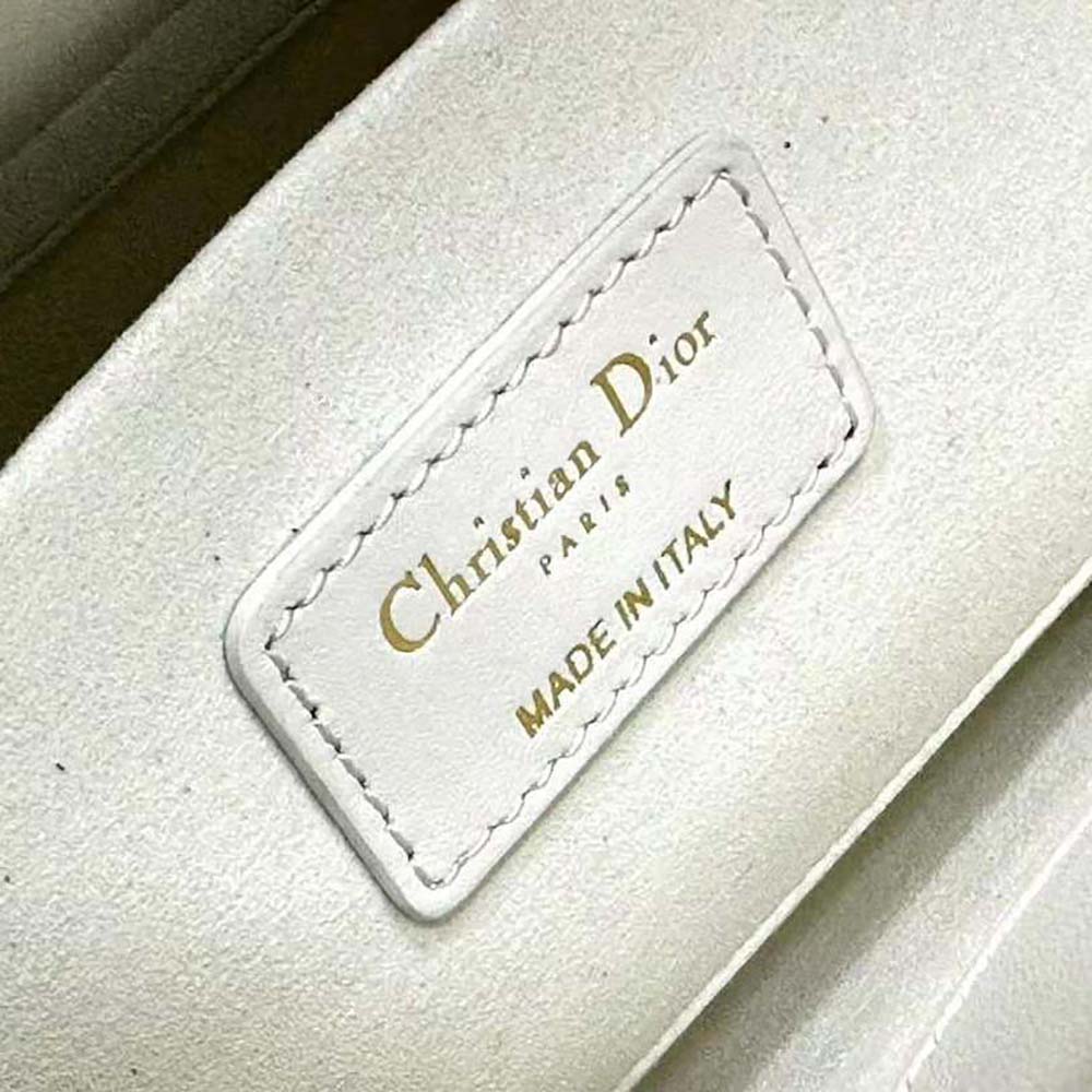 Dior Women Medium Lady D-joy Bag Latte Quilted-Effect Lambskin with Ornamental Motif - image 10