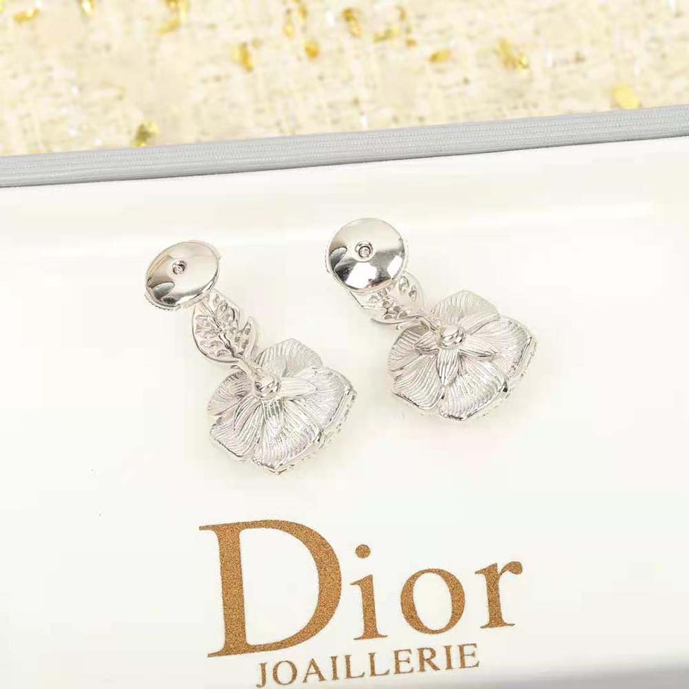 Dior Women Medium Rose Dior Bagatelle Earrings 18K White Gold and Diamonds - image 6