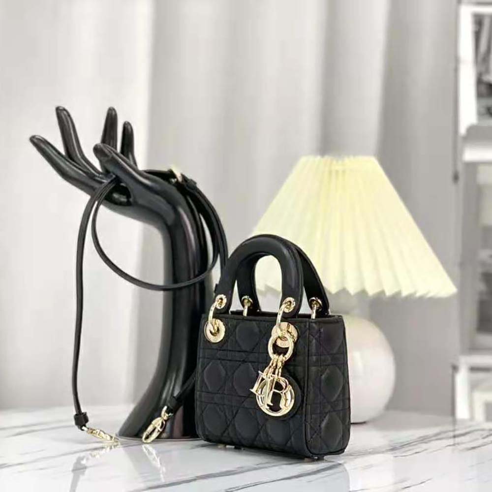 Dior Women Micro Lady Dior Bag Black Cannage Lambskin - image 4